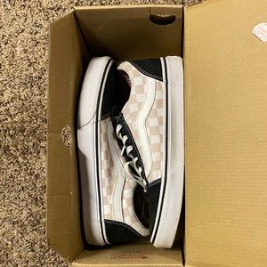 Pink and white checkerboard vans